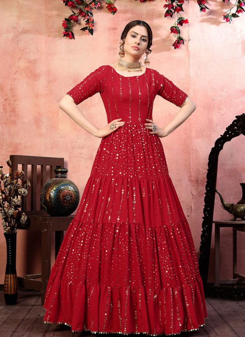 Shop Stunning Red Sequence Work Festive ...